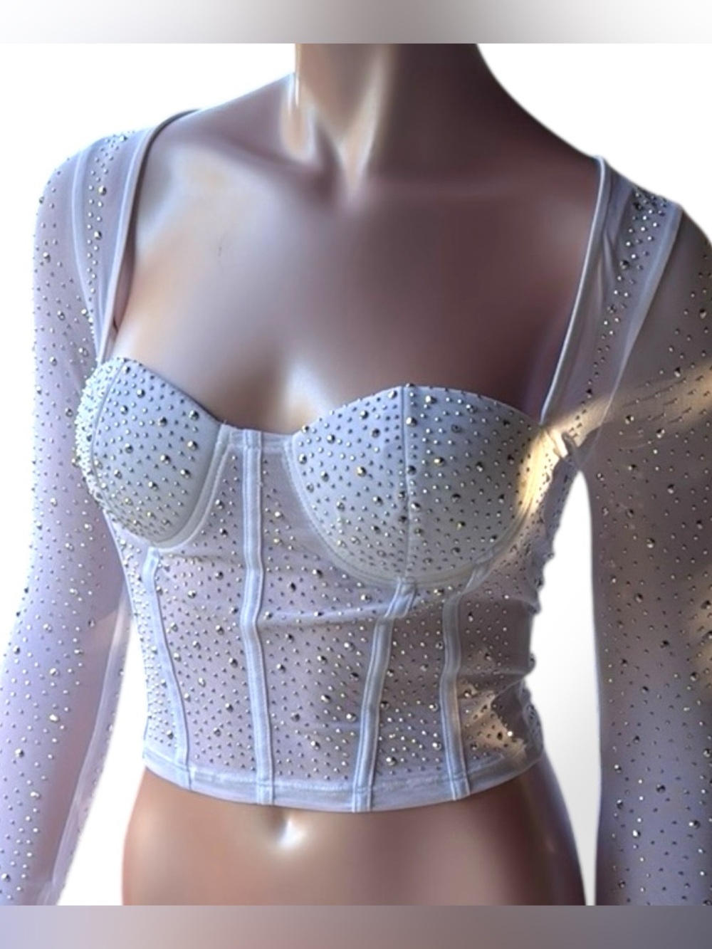 NWT Corset Top Chic crop bodycon embellished sparkle corset padded bra fits XS S